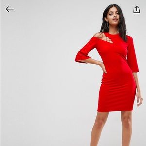 Fluted Sleeve Shift Dress with Ladder Detail